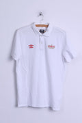 Umbro Mens L Polo Shirt White Nationale England Team Cotton Short Sleeve
