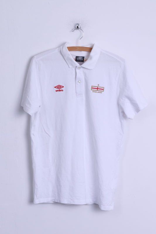 Umbro Polo Homme L Blanc Nationale England Team Coton Manches Courtes