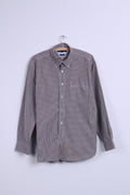 TOMMY HILFIGER Camicia casual da uomo a maniche lunghe con colletto abbottonato marrone a quadri