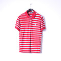 CHAPS Men XL Polo Shirt Red Cotton Striped Detailed Buttons Classic Top