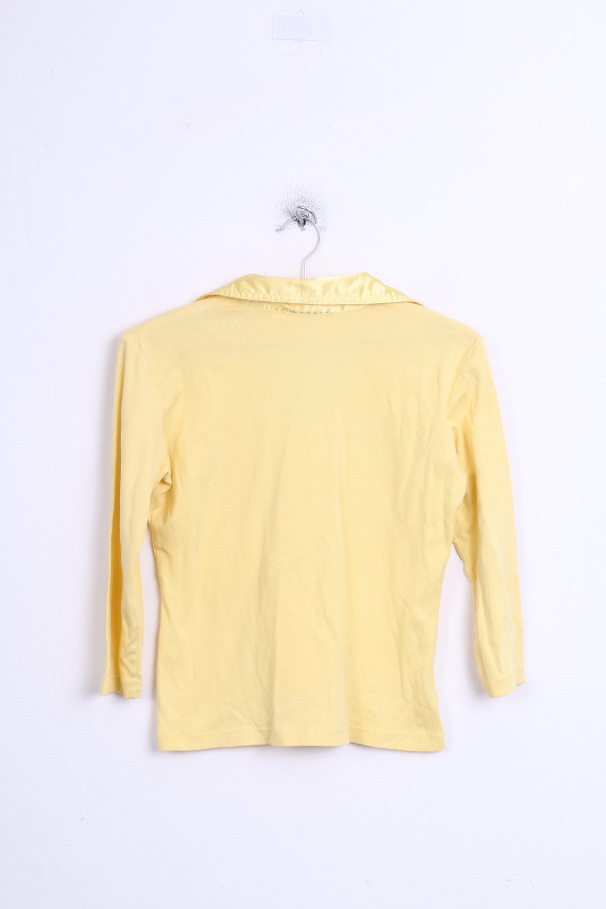 BIBA Womens 1 M Chic Blouse Yellow Collar Lace Up - RetrospectClothes