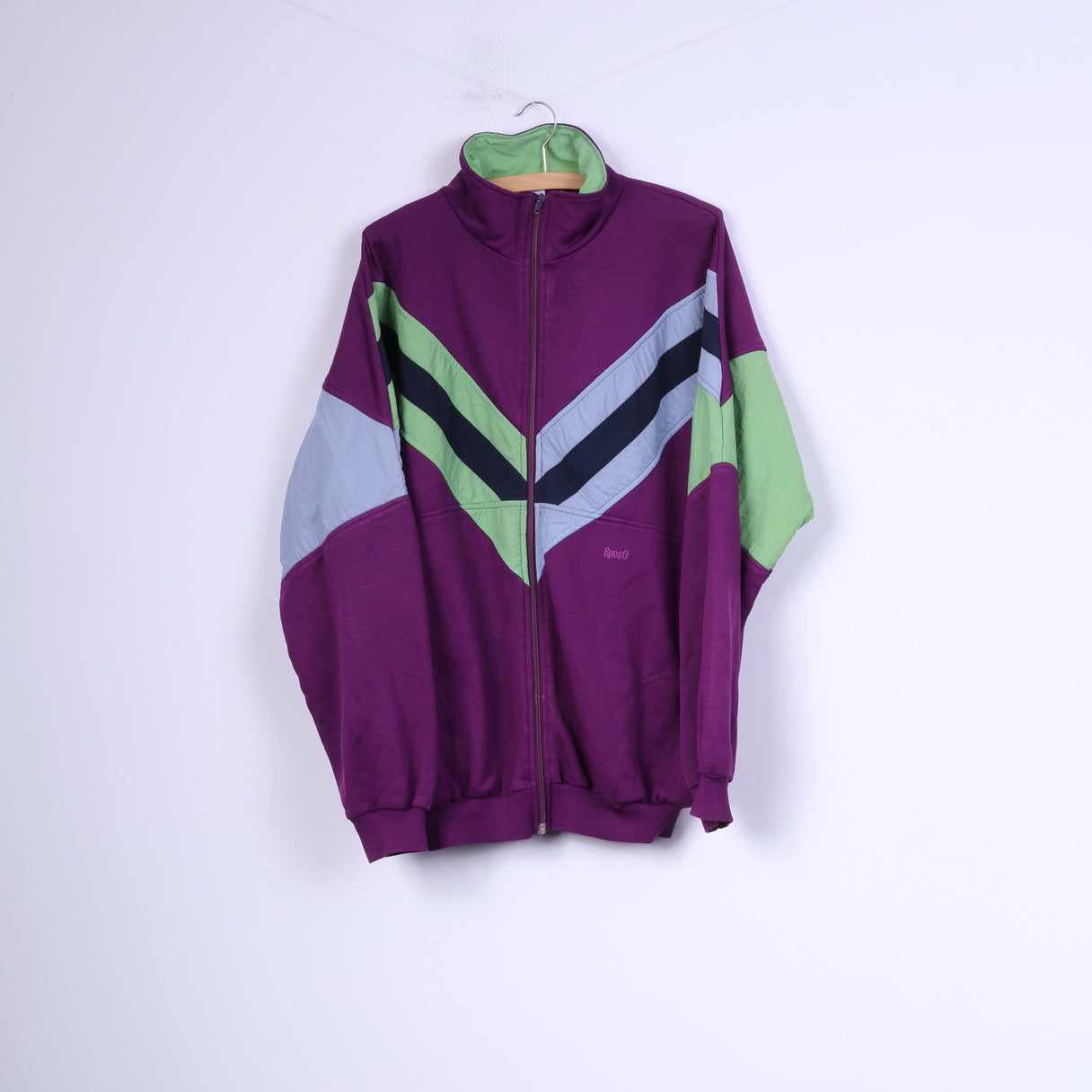 C&amp;A Rodeo Hommes XL 56-58 Sweat Violet Sportswear Top Coton Fermeture Éclair Complète