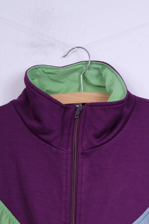 C&amp;A Rodeo Hommes XL 56-58 Sweat Violet Sportswear Top Coton Fermeture Éclair Complète