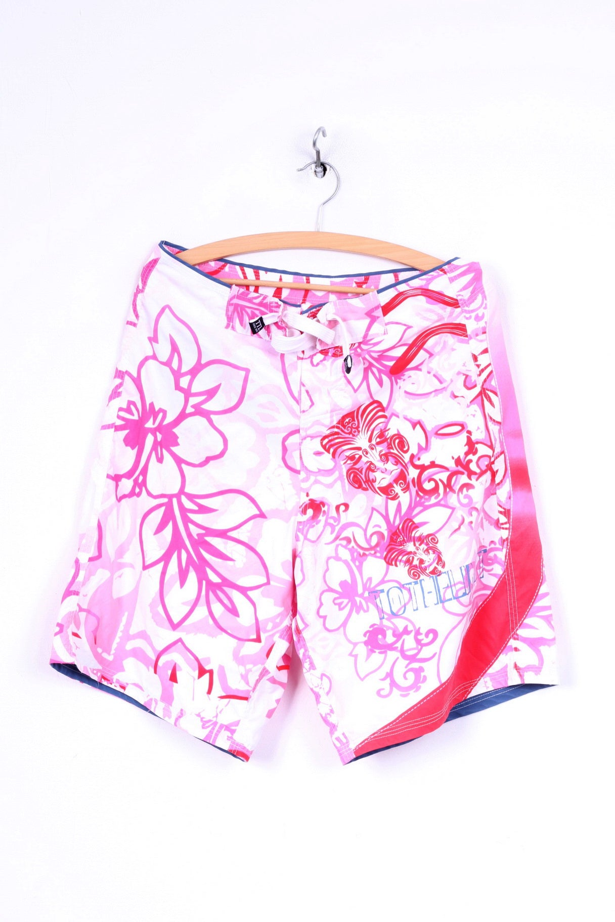 To The Limit Mens 50 L Shorts White/Pink Summer Beach Swimpants