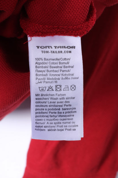 Tom Tailor Polo XXL pour homme en coton rouge à manches longues ajusté avec broderie