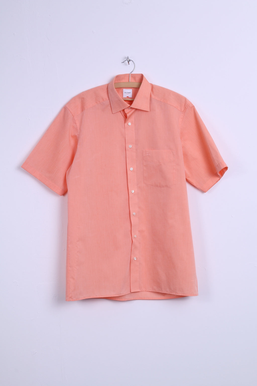 Olymp Mens 16 41 XL Casual Shirt Short Sleeve Orange Cotton Modern Fit