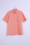 Olymp Mens 16 41 XL Casual Shirt Short Sleeve Orange Cotton Modern Fit