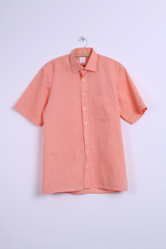 Olymp Mens 16 41 XL Casual Shirt Short Sleeve Orange Cotton Modern Fit