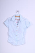 Diesel Womens M (XS) Casual Shirt Mint Linen Embroidered Back