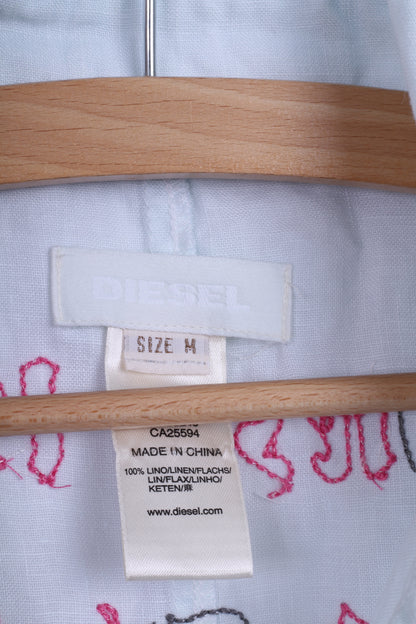 Camicia casual da donna Diesel M (XS) in lino menta con retro ricamato