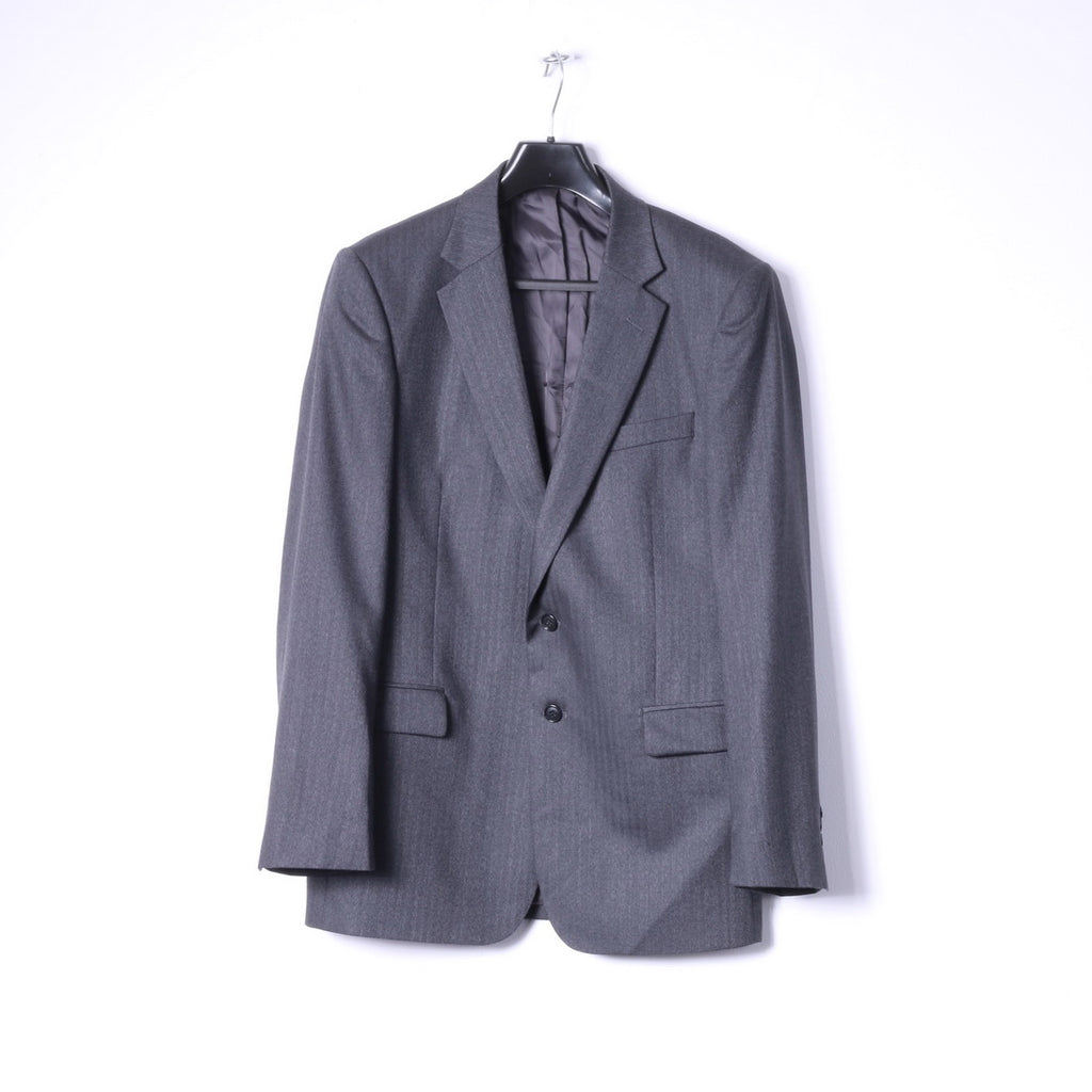 Jaeger Men 42 Blazer Charcoal 100% Wool Mayfair Single Breasted Jacket