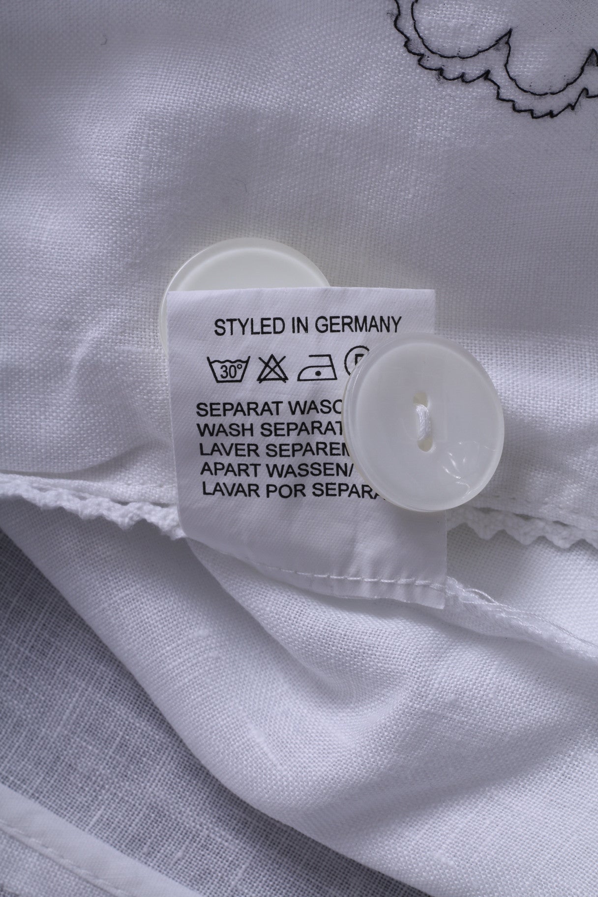 Blazer HUCKE da donna 14 XL con fiori ricamati bianchi, lino monopetto