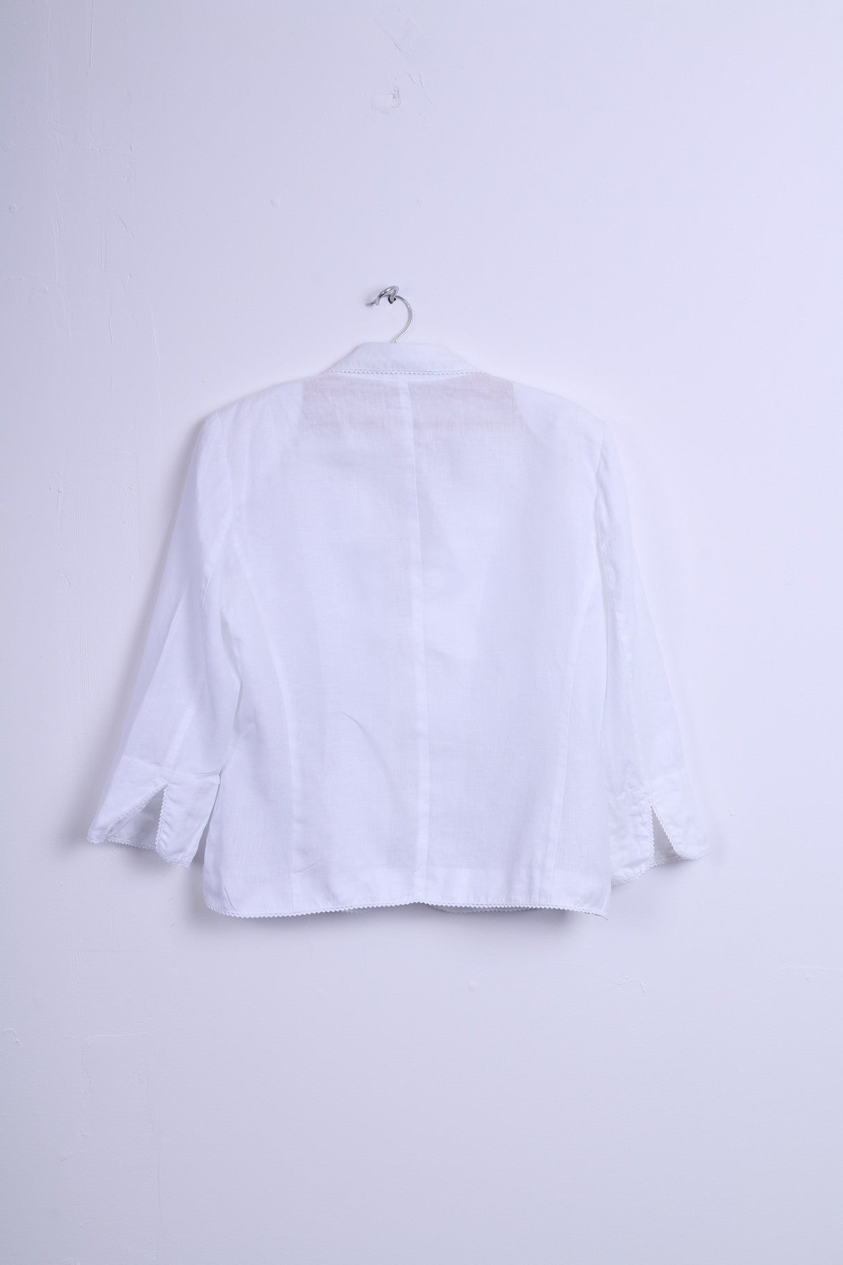 Blazer HUCKE da donna 14 XL con fiori ricamati bianchi, lino monopetto