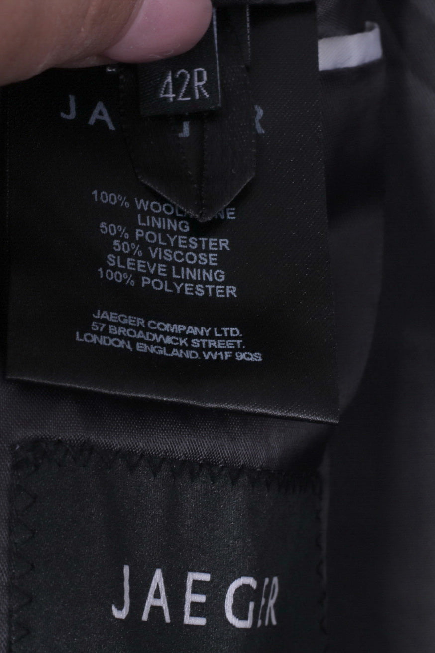 Jaeger Men 42 Blazer Charcoal 100% Wool Mayfair Single Breasted Jacket