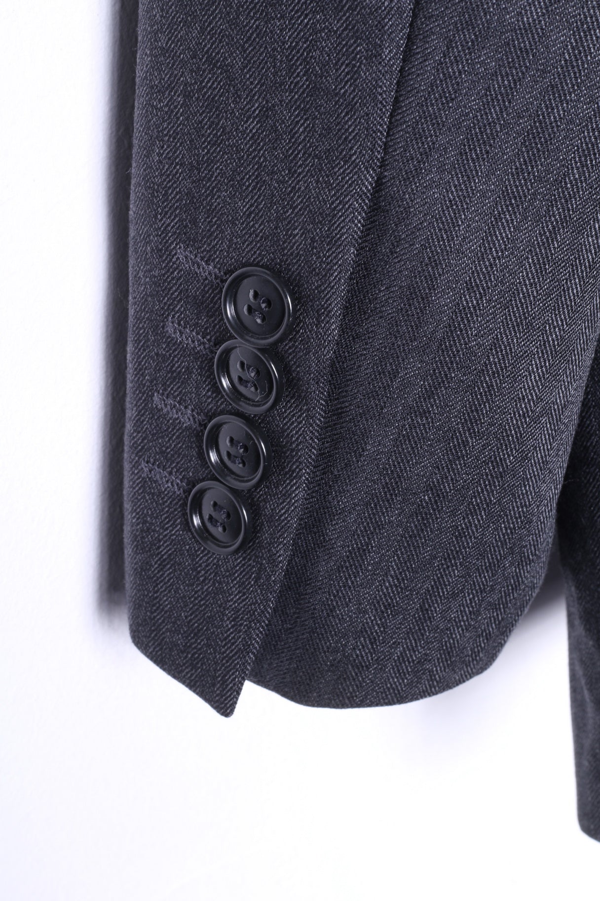 Jaeger Men 42 Blazer Charcoal 100% Wool Mayfair Single Breasted Jacket