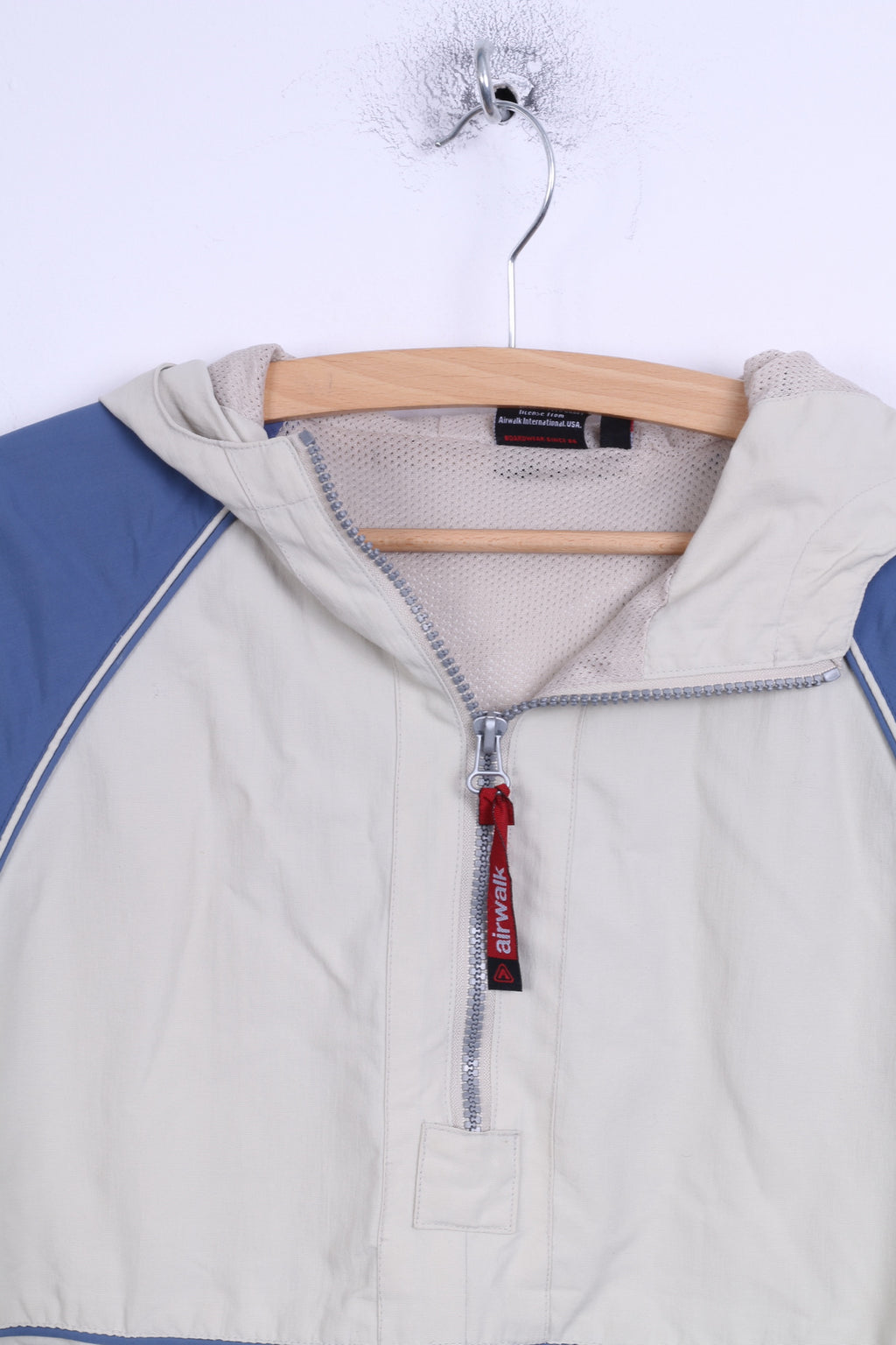 Giacca Air Walk Ragazzi 32 10 Età Top da allenamento con cappuccio sopra la testa beige blu