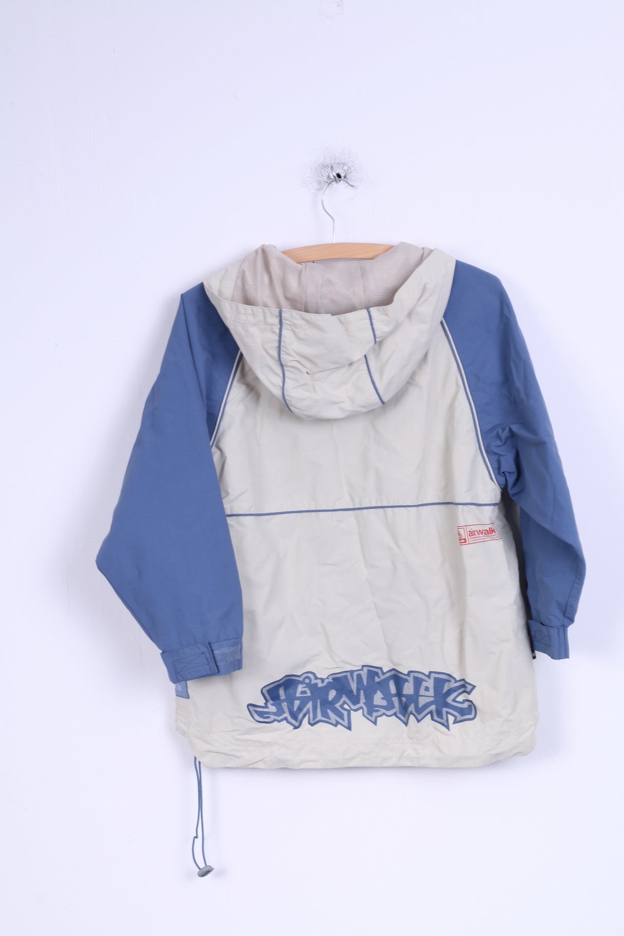 Giacca Air Walk Ragazzi 32 10 Età Top da allenamento con cappuccio sopra la testa beige blu