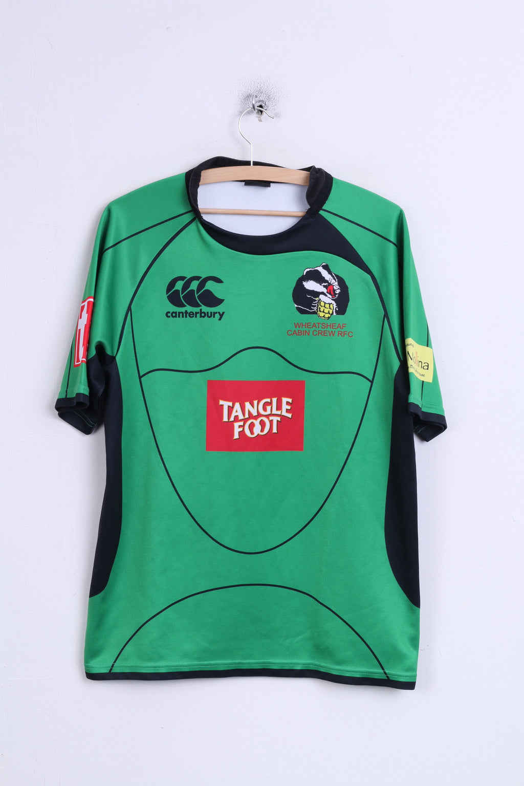 Canterbury Wheatsheaf Cabin Crew RFC Mens M Polo Shirt Green Rugby Sport