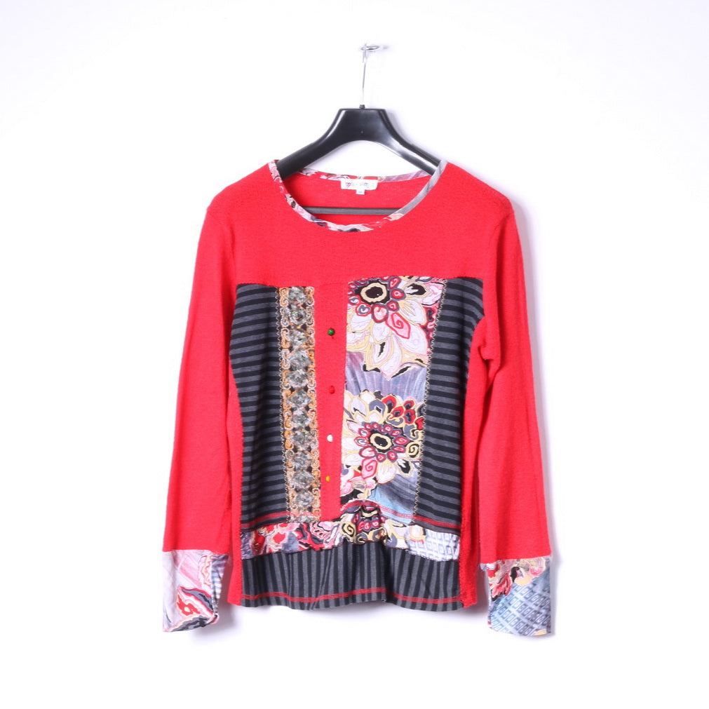 Maksim .Z Paris Pull M Femme Rouge Acrylique Brodé Abstrait Pull