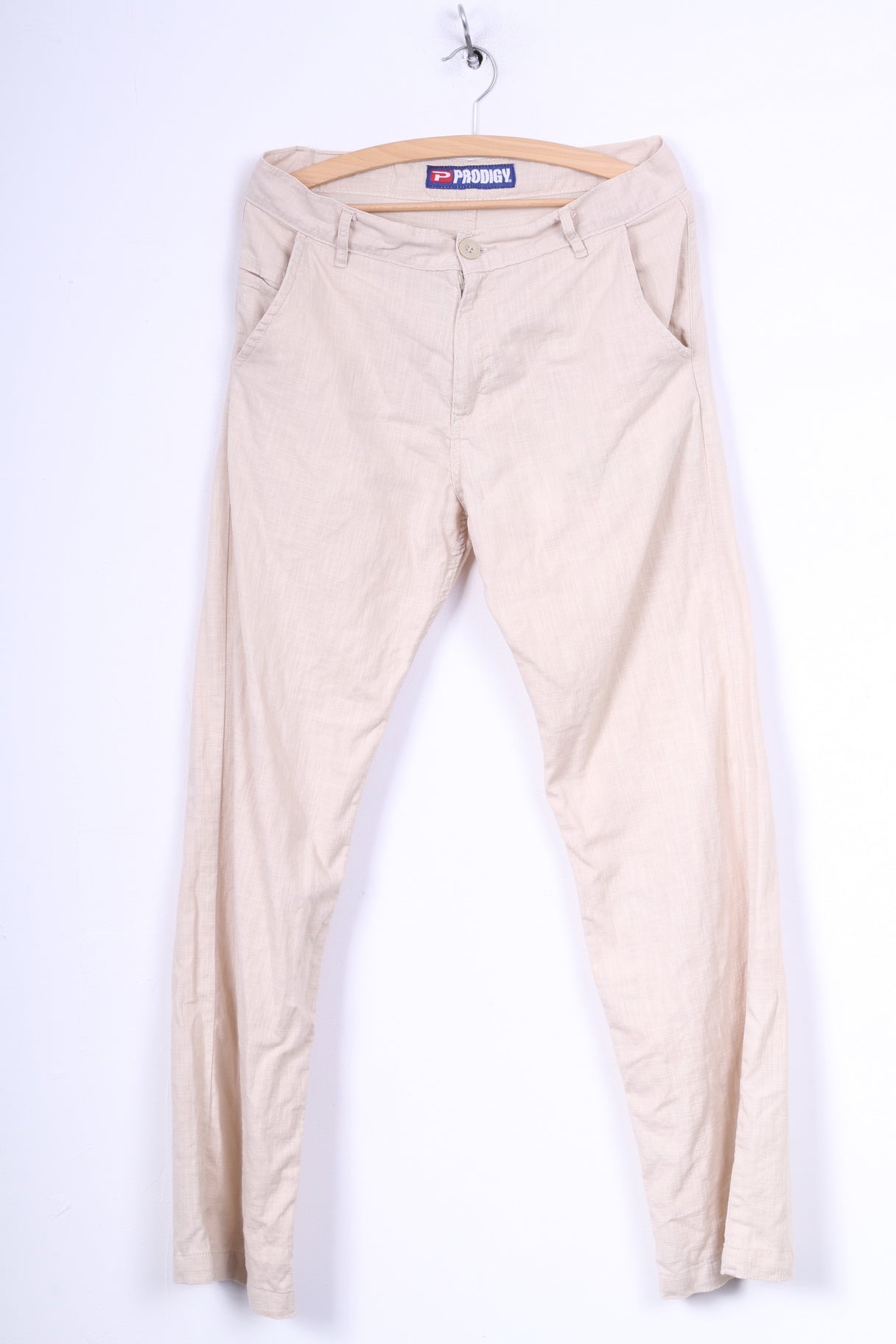 Prodigy Jeans Pantalon Homme 32 Beige Pantalon en Coton Décontracté Jambe Droite