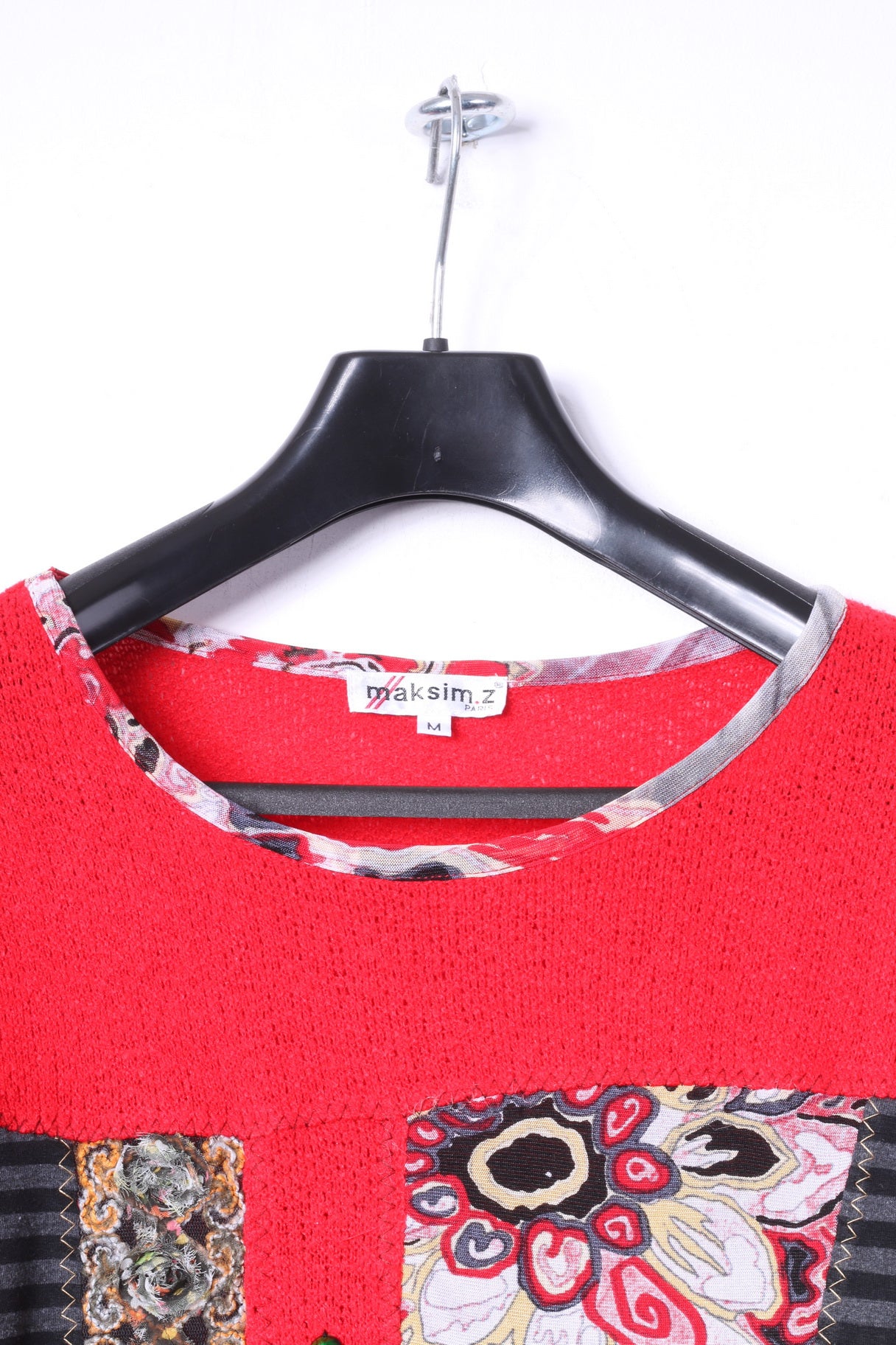 Maksim .Z Paris Pull M Femme Rouge Acrylique Brodé Abstrait Pull