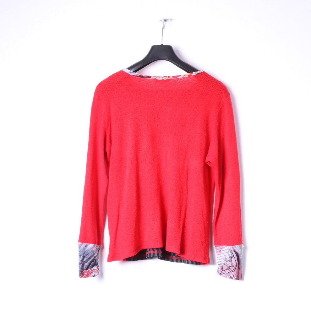 Maksim .Z Paris Womens M Jumper Red Acrylic Emroidered Abstract Sweater