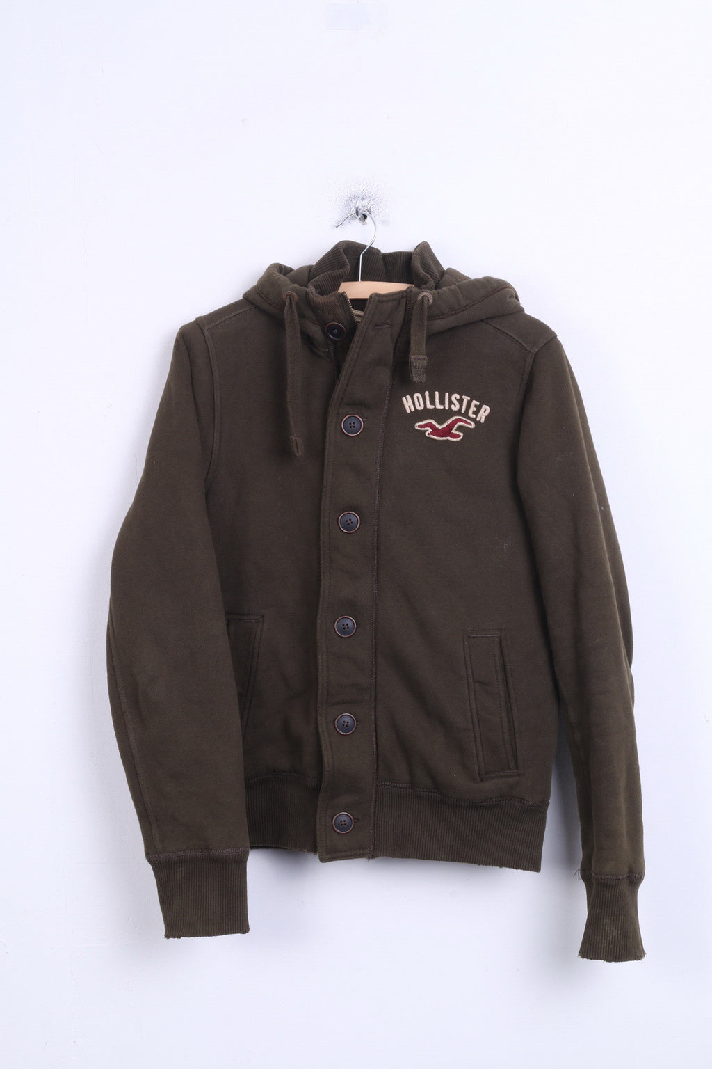 HOLLISTER California Mens S Sweatshirt Jumper Green Padded Cotton - RetrospectClothes