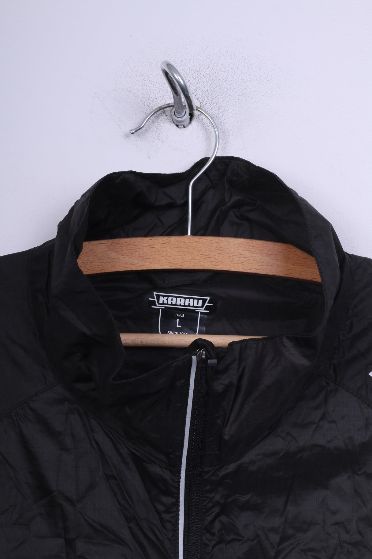 Karhu Mens L Jacket Full Zipper Black Nylon Waterproof Lightweight