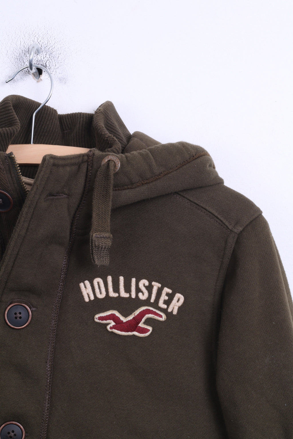HOLLISTER California Mens S Sweatshirt Jumper Green Padded Cotton - RetrospectClothes