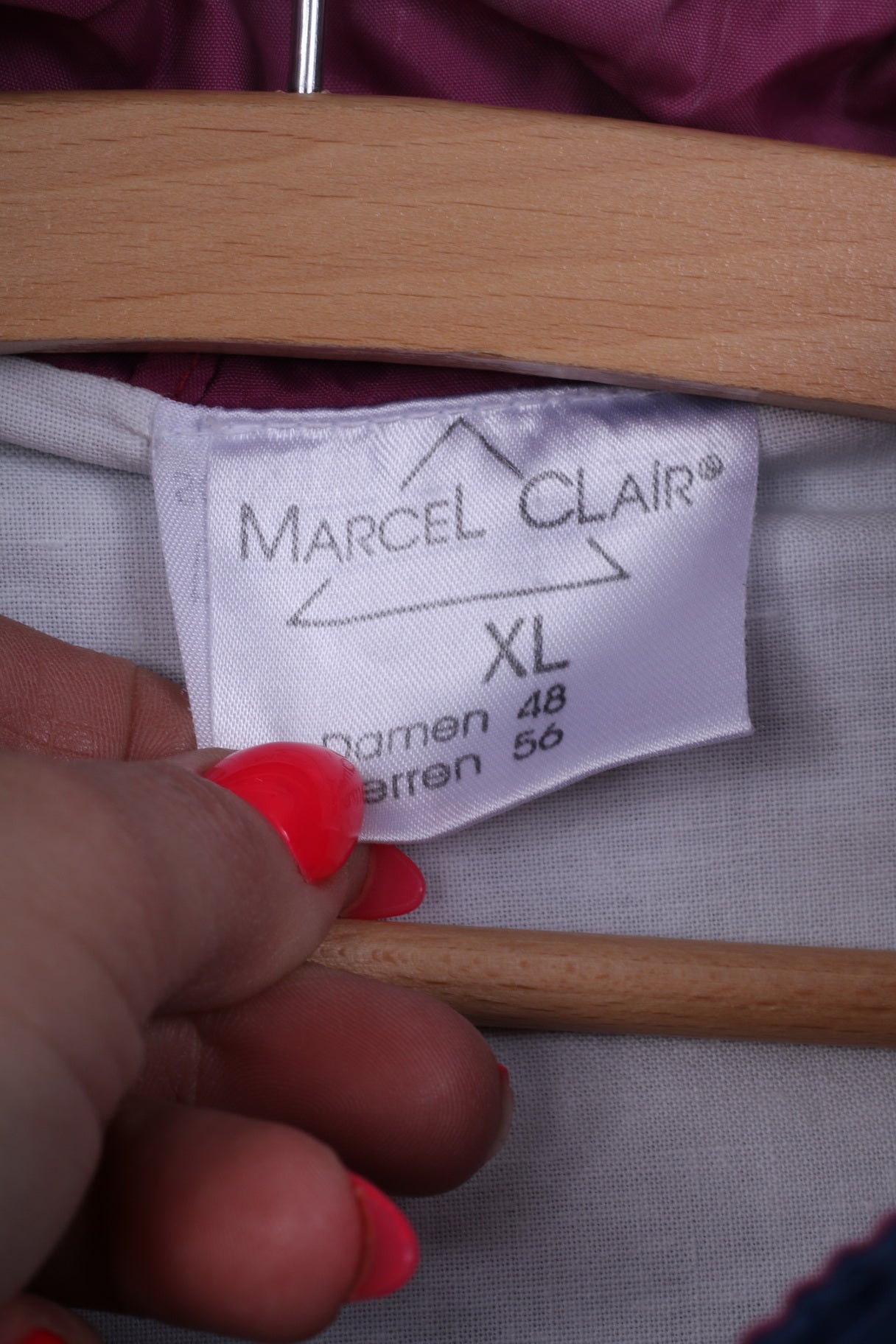 Marcel Clair Mens XL Jacket Blue Vintage Nylon Hidden Hood Active Wear