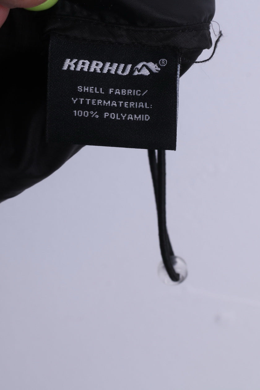 Karhu Mens L Jacket Full Zipper Black Nylon Waterproof Lightweight