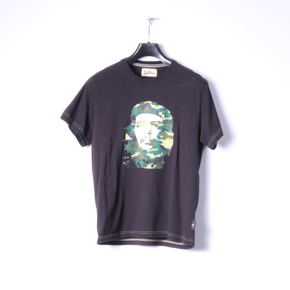 Joe Browns hommes M (S) T-Shirt noir coton graphique soldat armée col rond haut