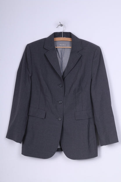 Vittoria Verani Womens 14 L Blazer Jacket Grey Single Breasted