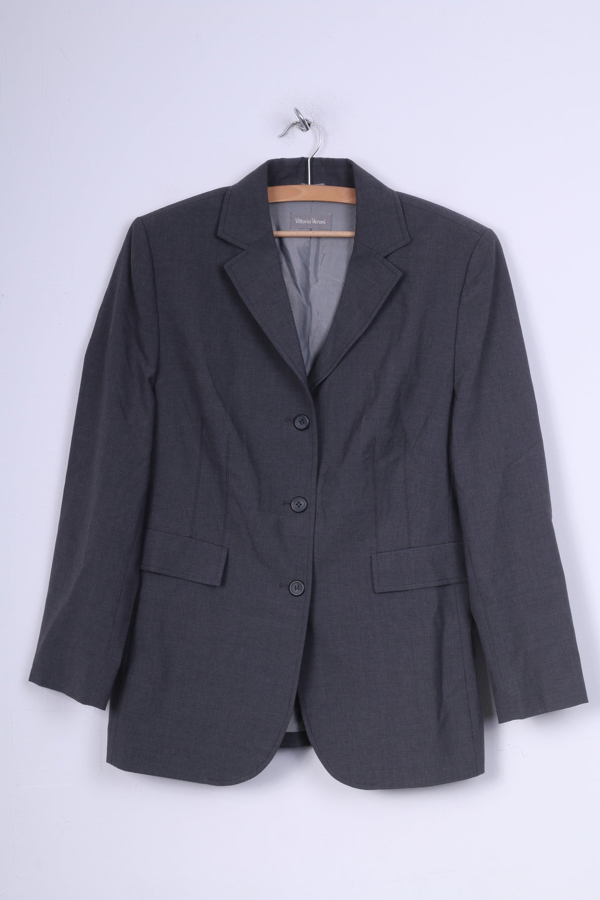 Vittoria Verani Veste Blazer Femme 14 L Gris Simple Boutonnage 