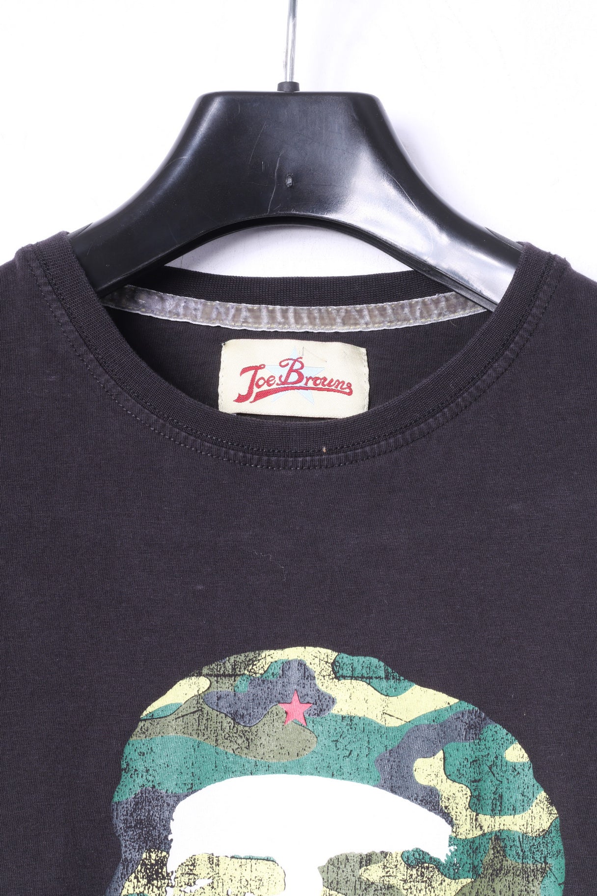 Joe Browns hommes M (S) T-Shirt noir coton graphique soldat armée col rond haut