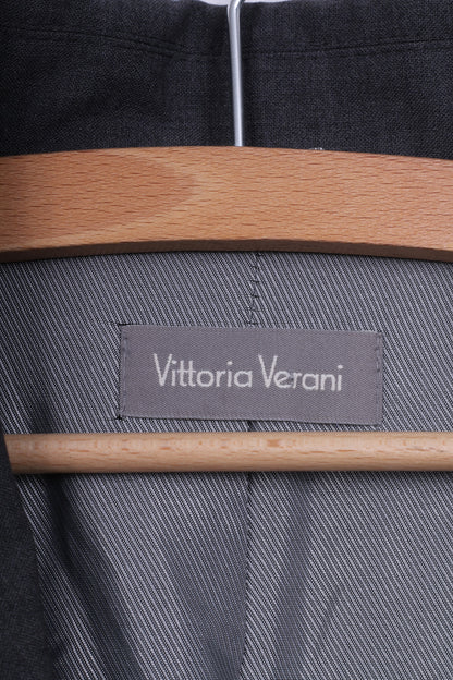 Vittoria Verani Womens 14 L Blazer Jacket Grey Single Breasted