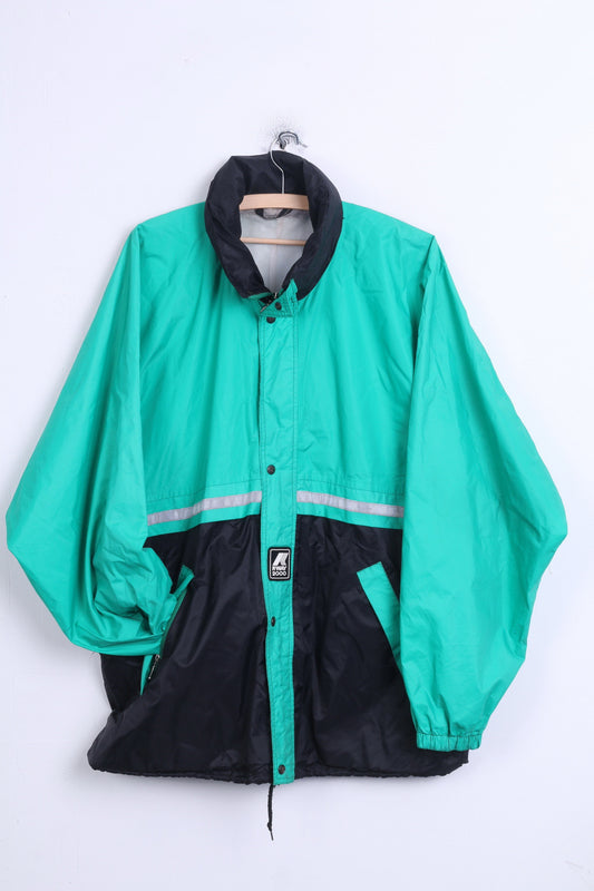 K-Way International Mens L Jacket Waterproof Nylon Green Hood - RetrospectClothes