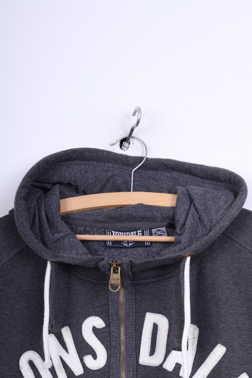 Lonsdale London Gilet sans manches pour homme 3XL Bodywarmer gris à capuche en coton avec fermeture éclair complète vêtements de sport