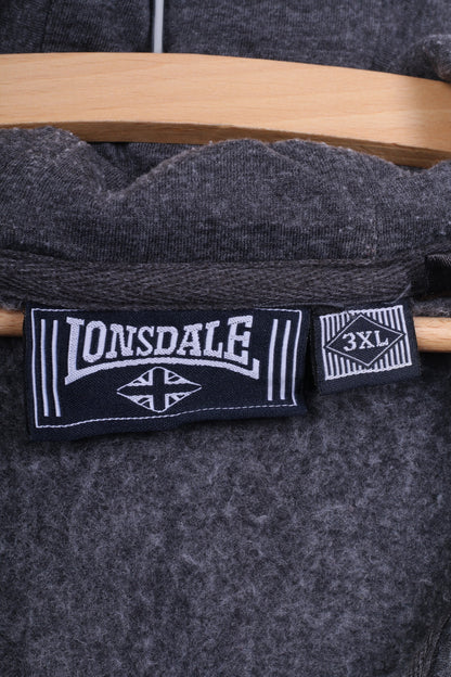 Lonsdale London Gilet sans manches pour homme 3XL Bodywarmer gris à capuche en coton avec fermeture éclair complète vêtements de sport