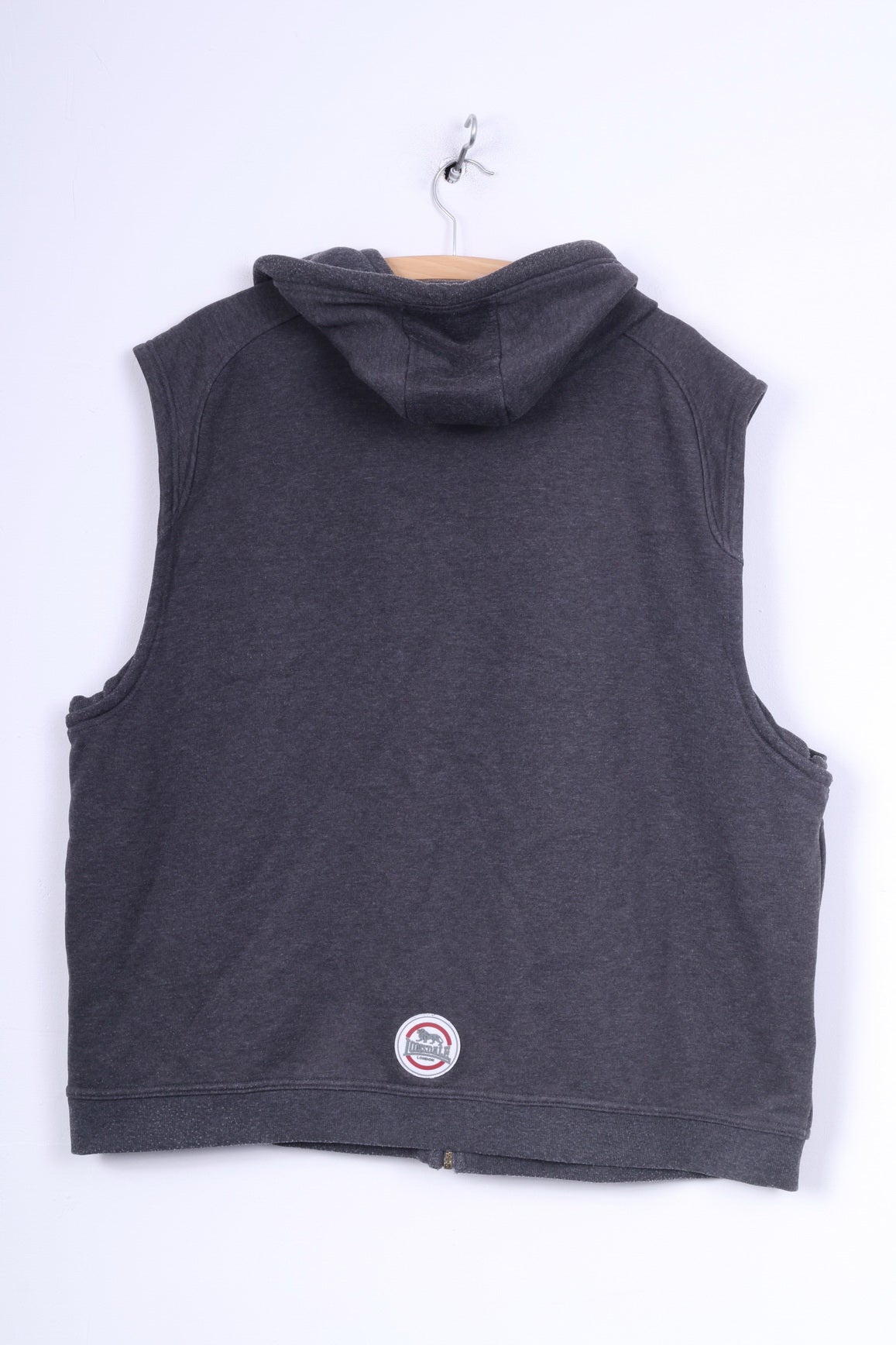Lonsdale London Gilet sans manches pour homme 3XL Bodywarmer gris à capuche en coton avec fermeture éclair complète vêtements de sport