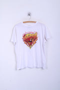DC COMICS Mens L T-Shirt Crew Neck White Cotton