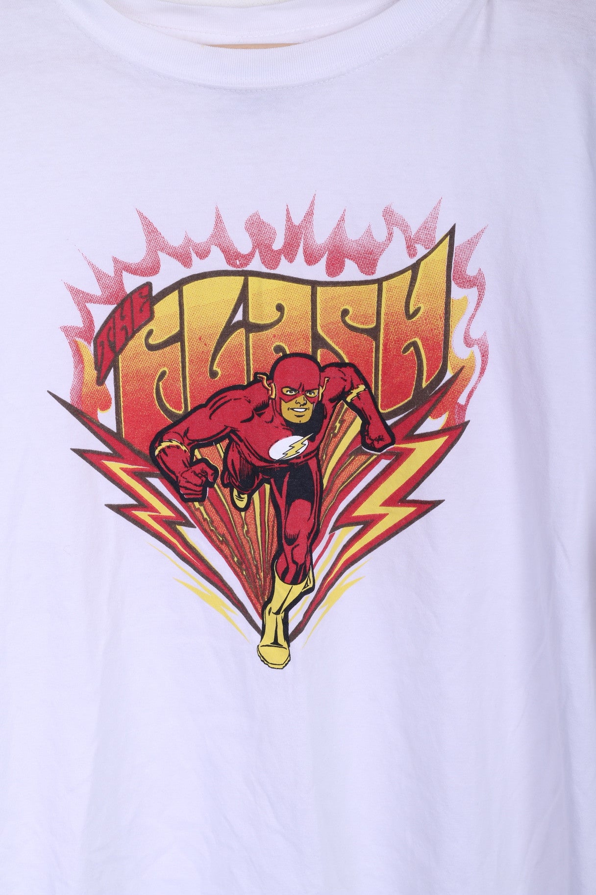 DC COMICS Mens L T-Shirt Crew Neck White Cotton