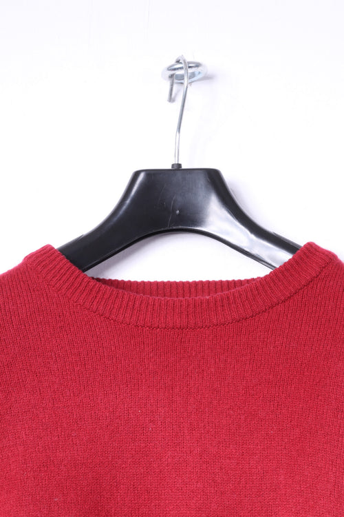 Barbour Mens L Jumper Rouge Pure Nouvelle Laine Ras Du Cou Pull Classique