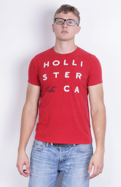 Hollister Mens M T-Shirt Crew Neck Red Short Sleeve Cotton Sport Surf - RetrospectClothes