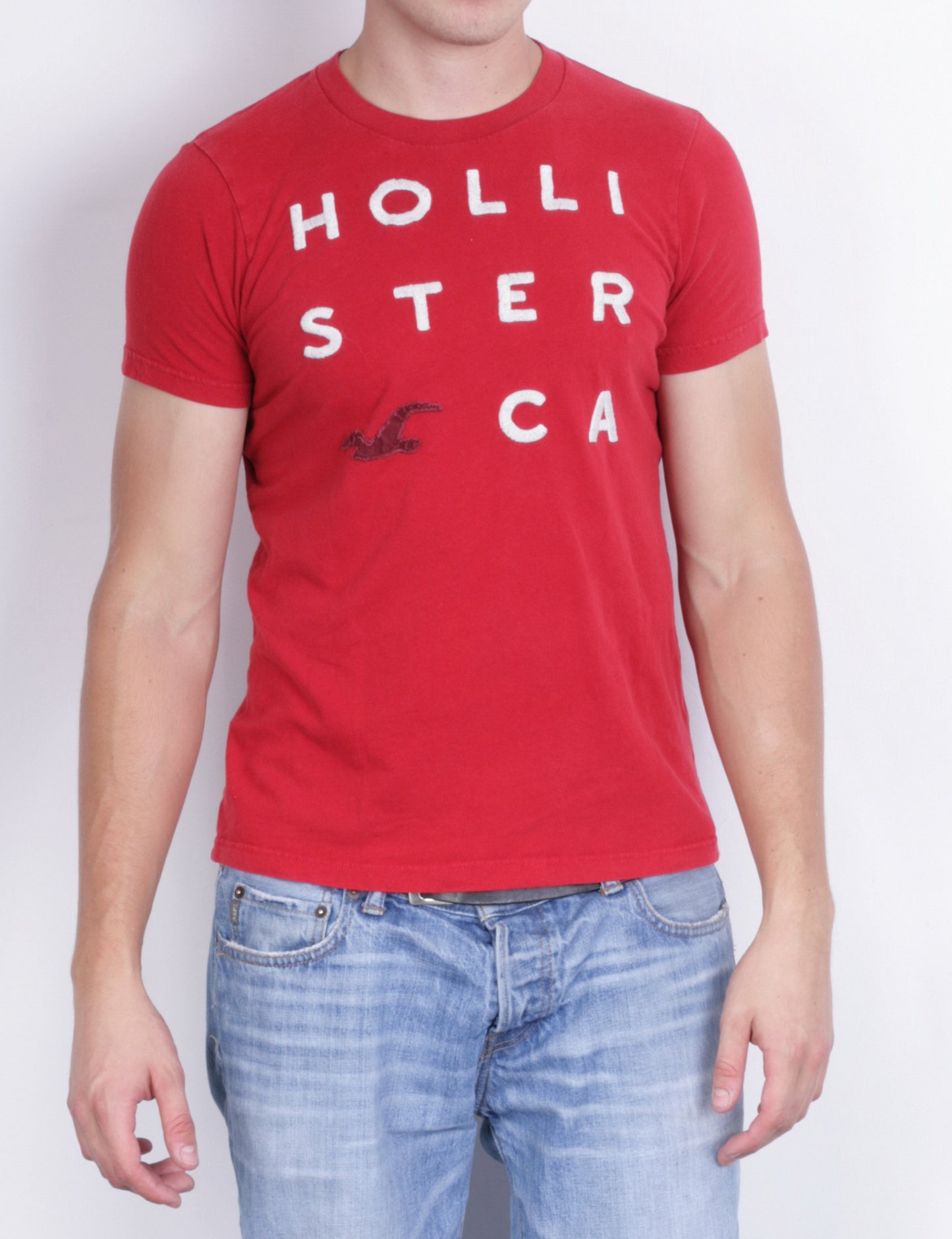 Hollister Mens M T-Shirt Crew Neck Red Short Sleeve Cotton Sport Surf - RetrospectClothes