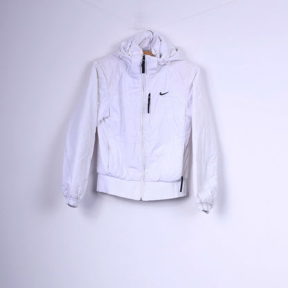 Nike Womens S Jacket Paded Blanc À Capuche Fermeture Éclair Complète Sportswear