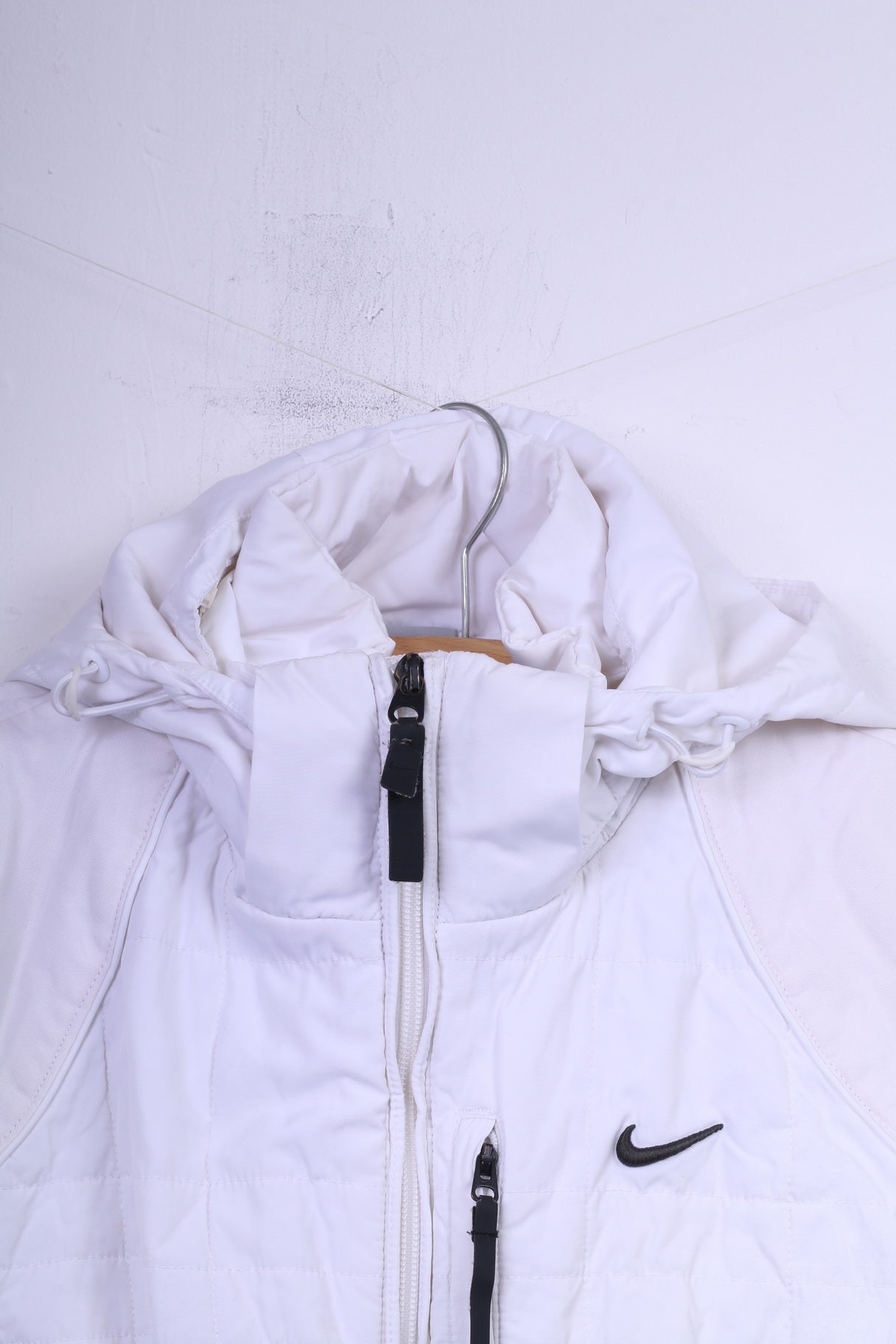 Nike Womens S Jacket Paded White Hooded Full Zipper Sportswear