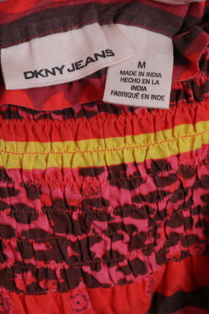 DKNY Jeans Womens M Dress Cotton Orange Cocktail