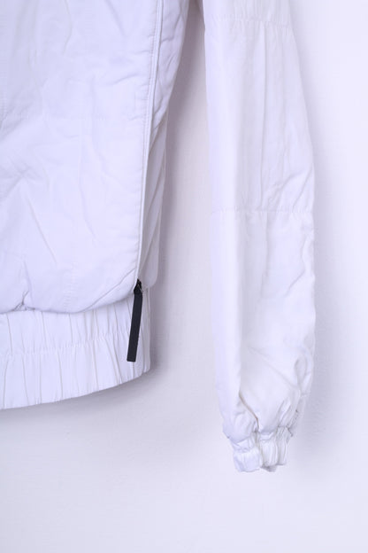Giacca Nike S da donna imbottita bianca con cappuccio e cerniera intera Abbigliamento sportivo