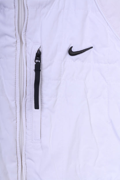 Giacca Nike S da donna imbottita bianca con cappuccio e cerniera intera Abbigliamento sportivo